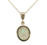 14k Gold Oval 1.23 Carat Australian Genuine Natural Opal Pendant Bezel (#J6714)