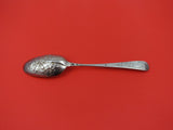 English Georgian Sterling Silver Serving Spoon chased handle w/ flowers 8 1/8"