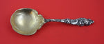 H 158 by Gorham Sterling Berry Spoon GW Heavy cast floral hand cast 10 1/8"