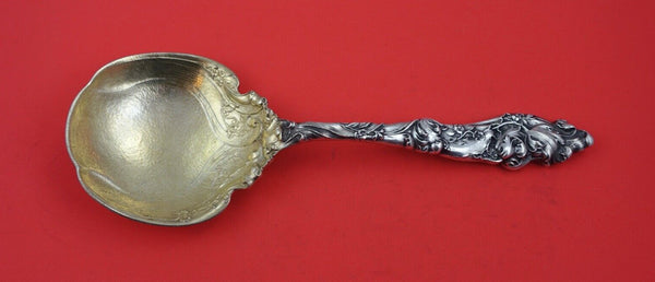 H 158 by Gorham Sterling Berry Spoon GW Heavy cast floral hand cast 10 1/8"