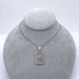 14k Gold Filigree Genuine Natural Rock Crystal Diamond Pendant Orig Chain #J6198