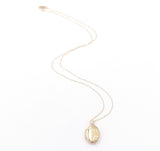 14k Yellow Gold Very Small Oval Locket Engraved Flower with Chain (#J6523)