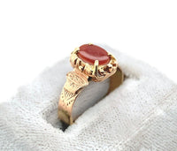 10k and 14k Rose Gold Victorian Genuine Natural Carnelian Agate Ring (#J6293)