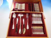 Fiddle Thread Italian 800 Silver Flatware Set for 12 Service 77 pcs boxed Dinner