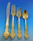 Vivaldi by Alvin Sterling Silver Flatware Set For 6 Service 72 pcs Vermeil Gold