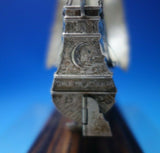 Danish .833 Silver Sculpture Ship with Three Masts Sails Wire Wood Base (#5402)