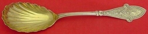 Italian by Tiffany & Co. Sterling Silver Berry Spoon Goldwashed Scalloped 8 7/8"