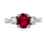 Platinum 1.10 Carat Ruby Ring with GIA Report Jewelry Size 4.5 (#J4501)