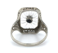 14k Gold Filigree Genuine Natural Rock Crystal Diamond Ring Size 4.25 (#J6497)