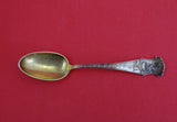 Pattern Unknown by Shiebler Sterling Souvenir Spoon Gold Washed w/ crane 4 1/2"