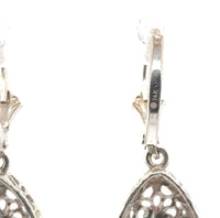14k White Gold Genuine Natural Diamond Filigree Dangle Drop Earrings (#J7051)
