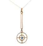 10k Yellow Gold Genuine Natural Sapphire Lavaliere Pendant Jewelry (#J6066)