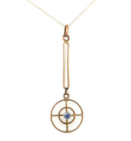 10k Yellow Gold Genuine Natural Sapphire Lavaliere Pendant Jewelry (#J6066)