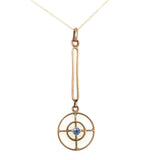10k Yellow Gold Genuine Natural Sapphire Lavaliere Pendant Jewelry (#J6066)