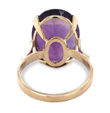 18k Yellow Gold 13.98 Carat Oval Genuine Natural Amethyst Ring Size 7 (#J7373)