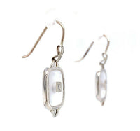 14k Gold Art Deco Genuine Natural Rock Crystal Quartz Dangle Earrings (#J5506)