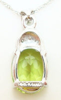 14k Gold Oval Genuine Natural Peridot Pendant with Diamonds (#J2349)