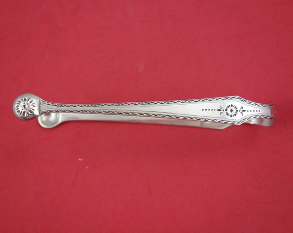 English Victorian Sterling Silver Sugar Tong by WC. fancy engraved handle 5 1/4"