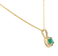 18k Gold .40ct Fine Genuine Emerald and Diamond Pendant w/ 18k 18" Chain #J7001