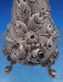Repousse by Kirk Sterling Silver Open Salt Pepper Shaker & Spoon Set 3-pcs #8365