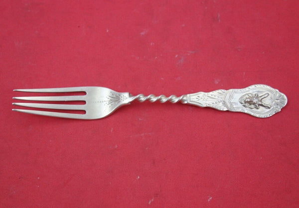 Saxon Stag by Unknown Coin Silver Dessert Fork marked Hart Bros. 6 3/8"