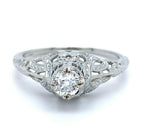 18k White Gold Art Deco .27ct Genuine Natural Diamond Filigree Ring (#J5157)