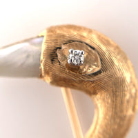 14k Yellow Gold Swan Brooch Pin with Freshwater River Pearls Jewelry (#J6236)
