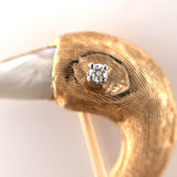 14k Yellow Gold Swan Brooch Pin with Freshwater River Pearls Jewelry (#J6236)
