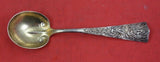 Chrysanthemum by Shiebler Sterling Silver Sugar Spoon gold wash 5 5/8"