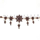 Genuine Natural Bohemian Garnet Necklace w/Five Rosettes w/Drops 16.75" (#J5434)