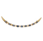 10k Yellow Gold Montana Sapphire and Pearl Crescent Pin Jewelry (#J7045)