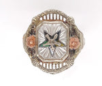 10k White Gold Filigree Camphor Glass Eastern Star Ring Jewelry (#J6211)