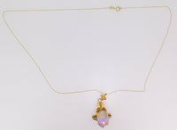 Vintage 18k Oval Genuine Natural Opal with 14k Chain (#J3908)