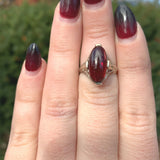 14k Gold Filigree Ring with 7.70 Carat Cabochon Genuine Natural Garnet (#J6459)