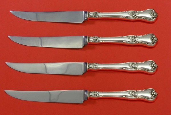 Memory Lane by Lunt Sterling Silver Steak Knife Set 4pc HHWS  Custom Made 8 1/2"