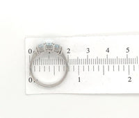 14k White Gold Three Stone Genuine Natural Aquamarine Ring with Diamonds (#J279)