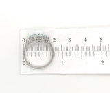 14k White Gold Three Stone Genuine Natural Aquamarine Ring with Diamonds (#J279)