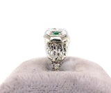 10k Gold Art Deco Genuine Natural Emerald and Diamond Filigree Ring (#J5523)