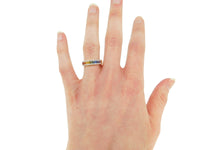 14k Yellow Gold Genuine Natural Rainbow Sapphire and Diamond Ring Band (#J4630)