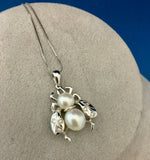 14k White Gold Pearl and Diamond Bee Fly Pendant (#J5206)