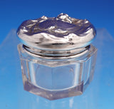 Sterling Silver and Glass Dresser Jar with Repoussed Roses #2655 (#9234)