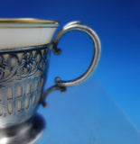 Webster Sterling Silver Demitasse Cup Pierced Engraved Flowers w/ Liner (#6310)