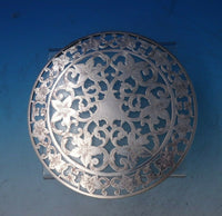 Webster Glass Trivet with Sterling Silver Overlay Floral 6" (#5418)