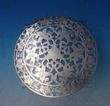 Webster Glass Trivet with Sterling Silver Overlay Floral 6" (#5418)