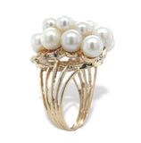 14k Yellow Gold Cocktail Ring with 16 Cultured Akoya Pearls Size 5.75 (#J7109)