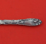 German .800 Silver Fruit Fork Gold Washed Plated Tines HH Lily Motif 5 1/4"