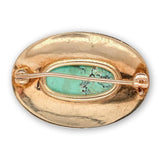 10k Yellow Gold Turquoise Pin with Seed Pearls Jewelry 1 1/8" x 3/4" (#J6886)