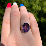 Victorian 9k Rose Gold Genuine Natural Amethyst Ring Size 7.75 Jewelry (#J6610)