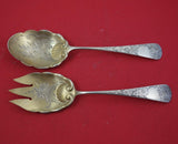 Chrysanthemum by Gorham Sterling Silver Salad Serving Set GW brite-cut  9"