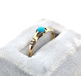 10k Yellow Gold Small VIctorian Genuine Natural Turquoise Ring Jewelry (#J6280)